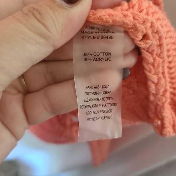 Soft Surroundings Crocheted Back‎ Single Button Coral Cardigan sz XL - Picture 4 of 6